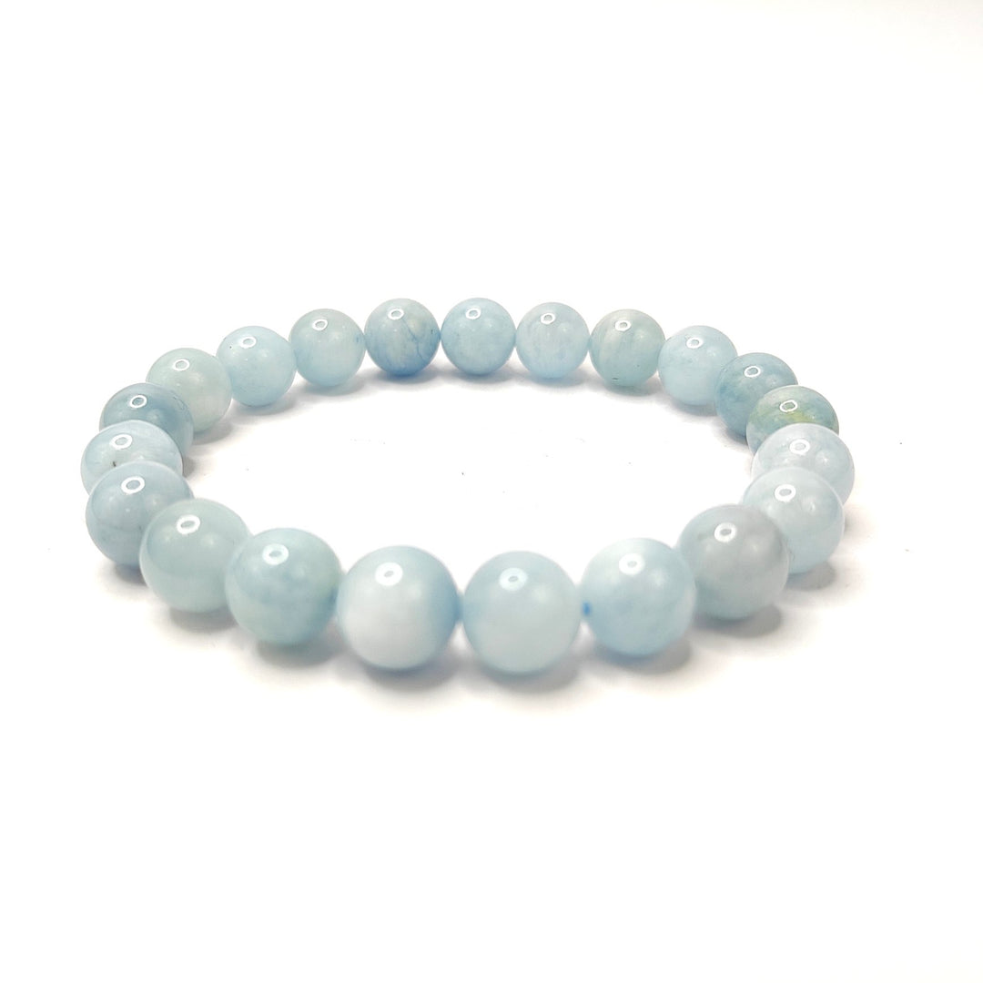 Aquamarine Bracelet: For Courage - Round Beads 8mm