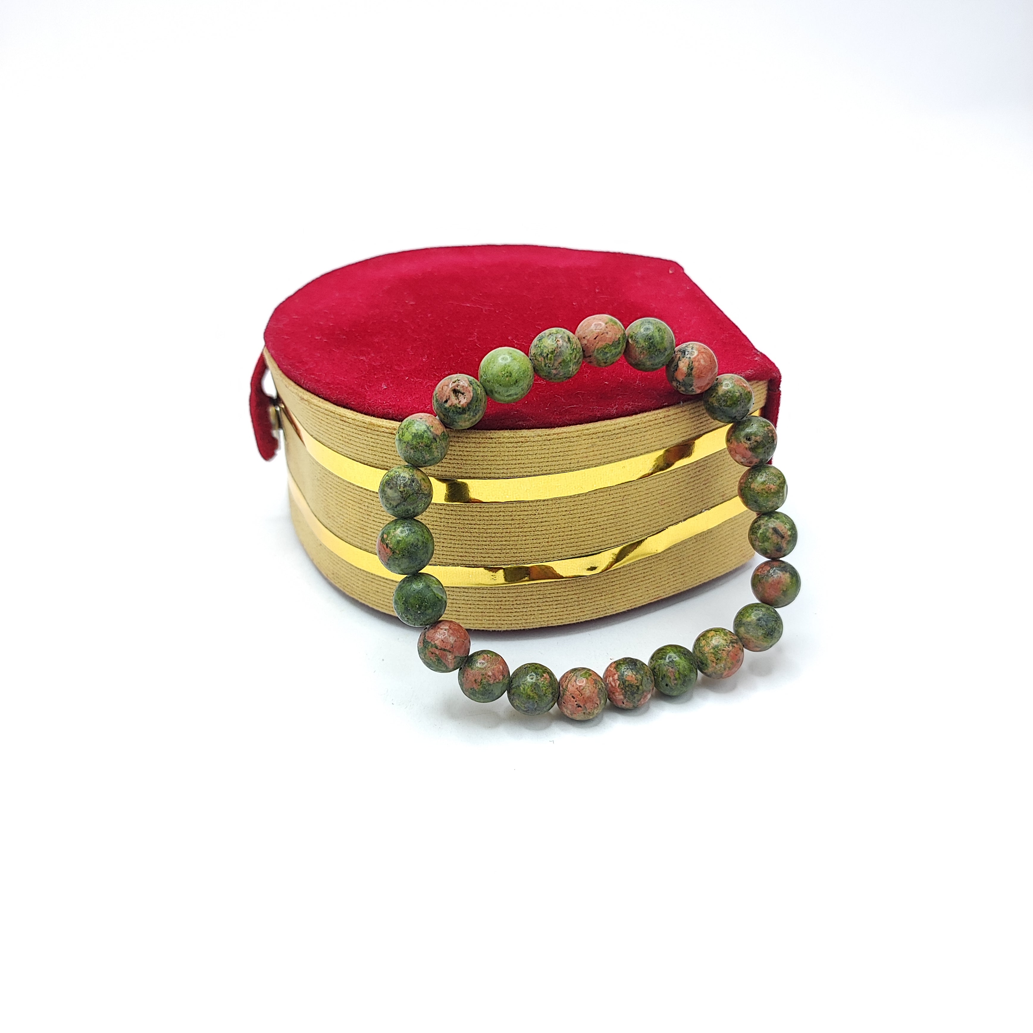 Unakite Round Beads Bracelet