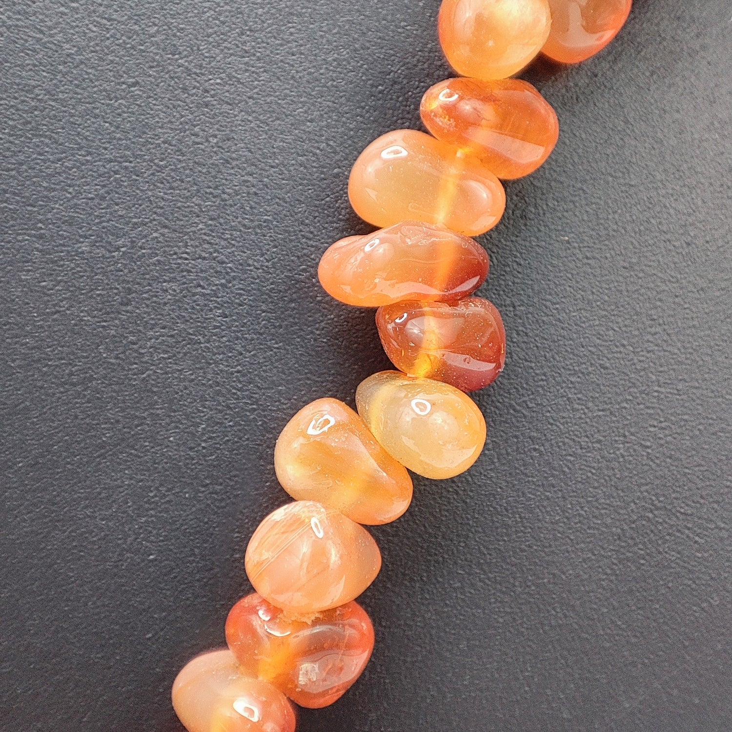 Carnelian Orange Petal Beads Necklace