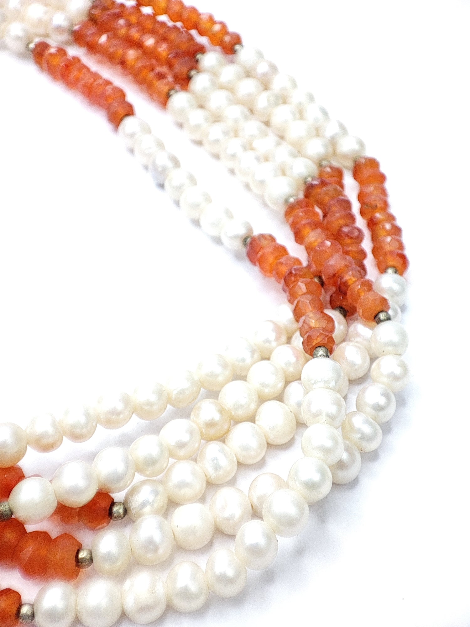 Pearls with Carnelian (Five Layered) Necklace