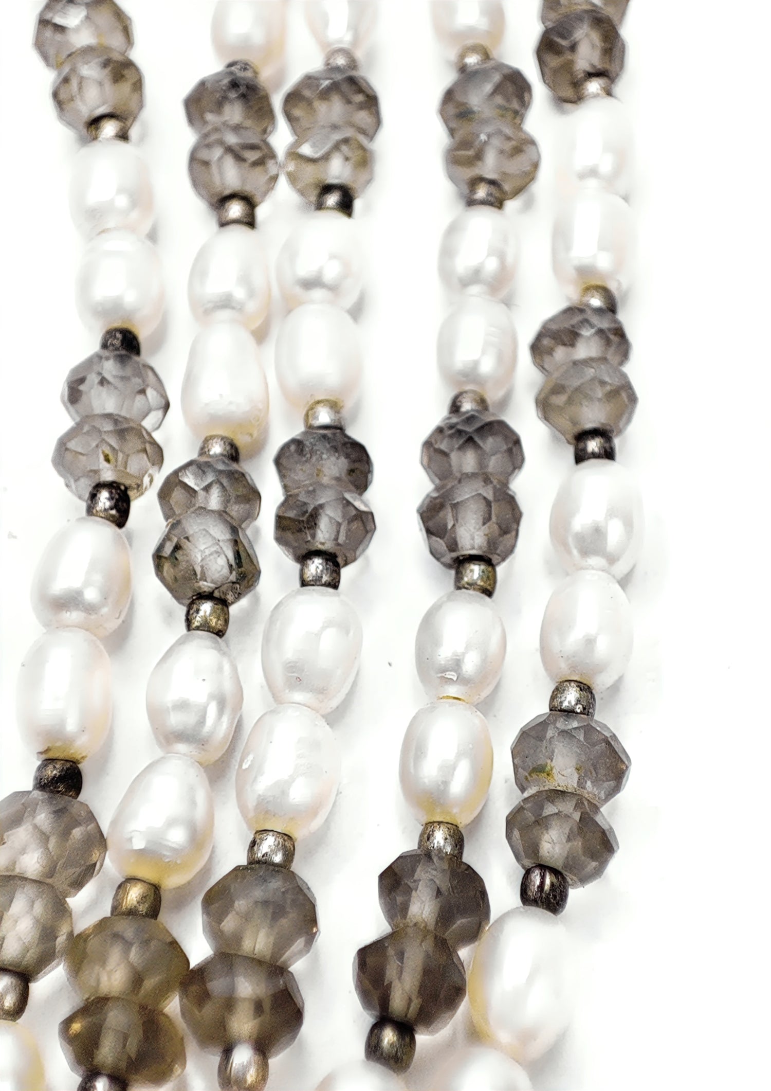 Pearls with Smokey Quartz (Five Layered) Necklace