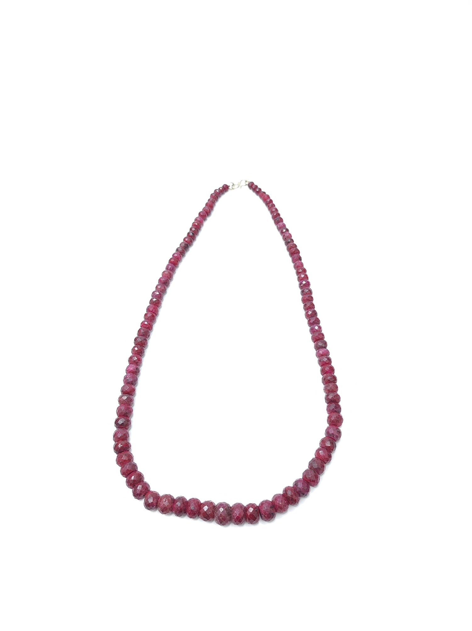 Ruby Oval Cut Beads Necklace