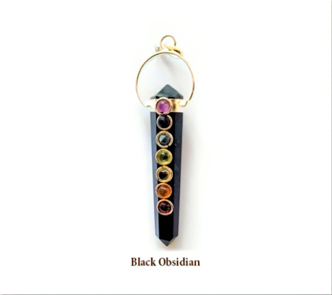 Double Pointed with Chakra Stones Pendant