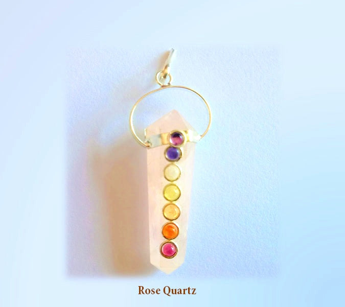 Double Pointed with Chakra Stones Pendant