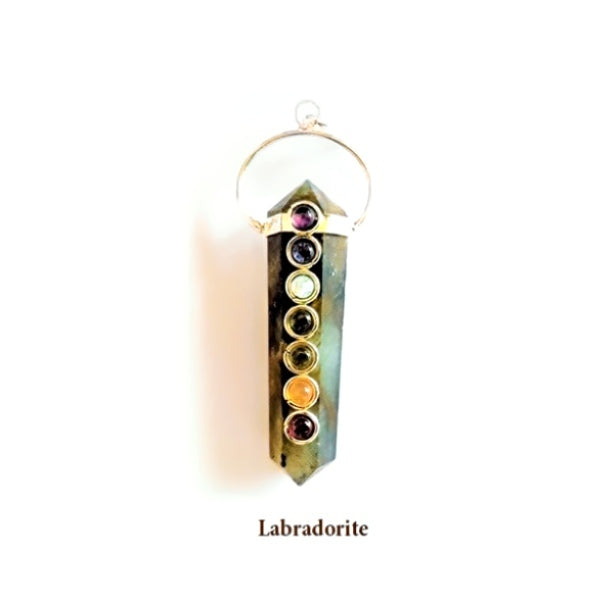 Double Pointed with Chakra Stones Pendant