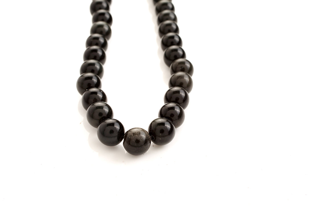 Obsidian Black Round Plain Beads Japamala 8mm