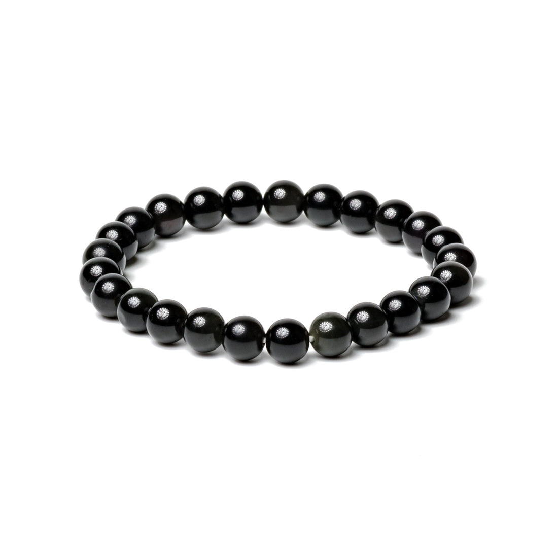 Obsidian Black Round Beads Bracelet