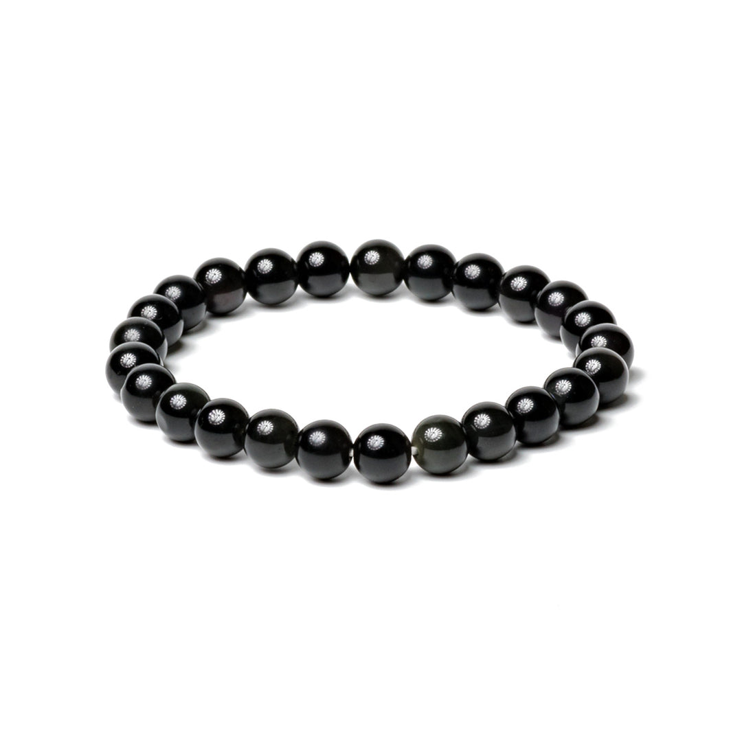 Black Obsidian Bracelet - Round Beads 8mm