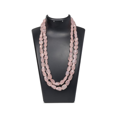 Rose Quartz Multishaped Two Layer Necklace