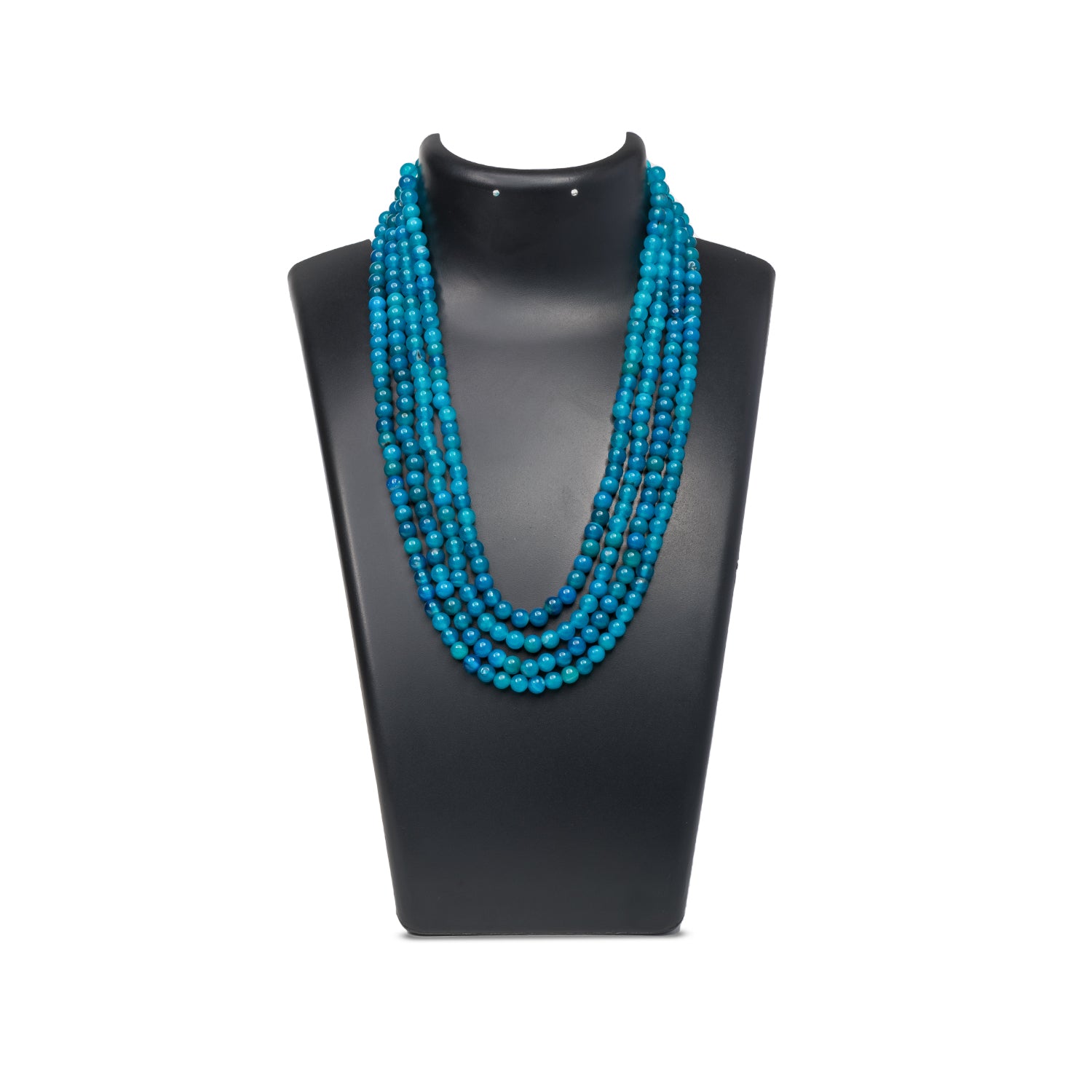 Blue Quartz Round Beads 4 Layer Necklace