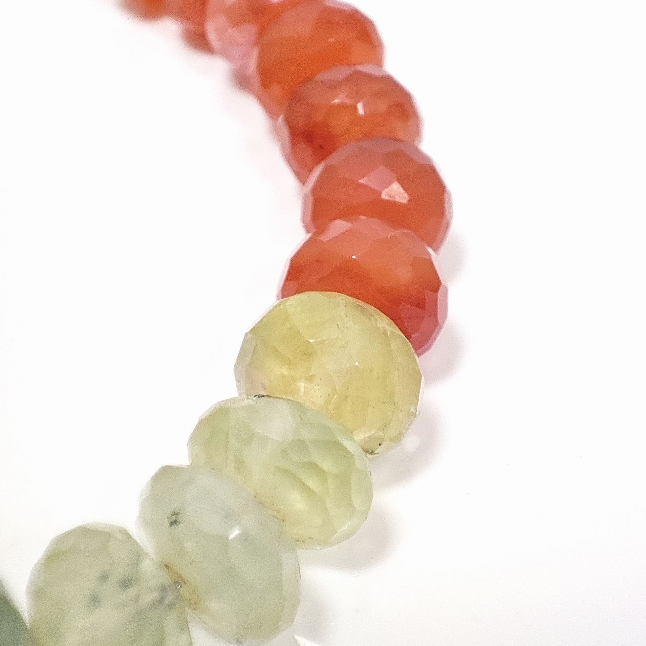 Carnelian and Prehnite Oval Cut Beads Bracelet